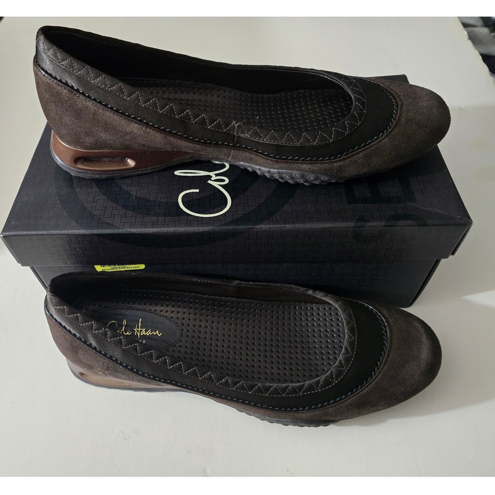 Cole Haan Air Bria Dark Brown Suede Nike Air Ballet Flats Round Toe Shoes Sz 7B